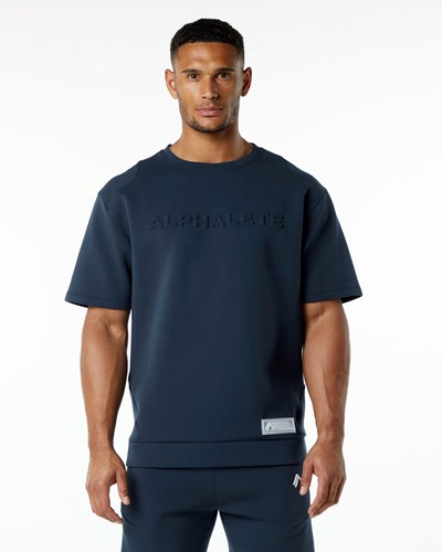 Alphalete Relaxed Interlock Knit Pullover Laivastonsininen | 573BTRVAC
