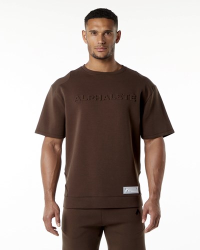Alphalete Relaxed Interlock Knit Pullover Ruskea | 764DJHENM