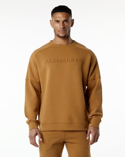 Alphalete Relaxed Interlock Knit Pullover Almond | 804AEPDLX