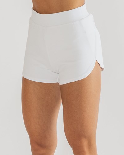 Alphalete Relaxed Single-Brushed High Slit Lyhyt Valkoinen | 589FMQCTA