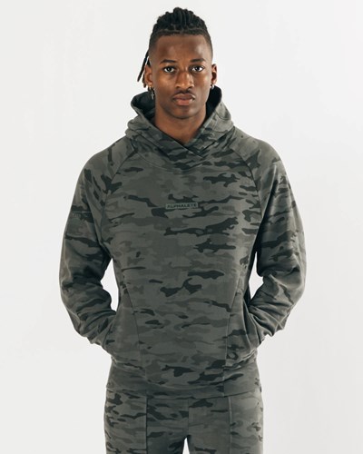 Alphalete Relaxed Single-Brushed Pullover Hoodie Camo | 014OJGFCB