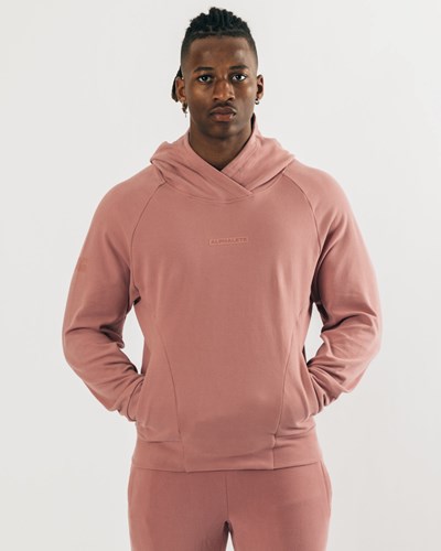 Alphalete Relaxed Single-Brushed Pullover Hoodie Cranberry Ice | 056HCMZLN
