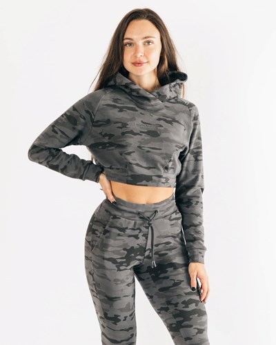 Alphalete Relaxed Single-Brushed Pullover Hoodie Camo | 508EADOWG
