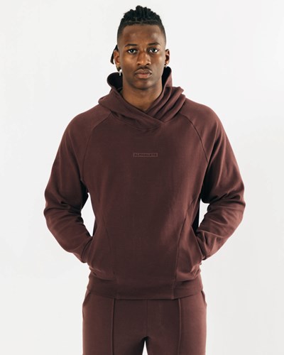 Alphalete Relaxed Single-Brushed Pullover Hoodie Mahogany | 702BLCAUS