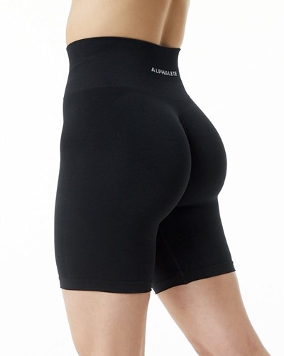 Alphalete Seamless Scrunch 7.5" Lyhyt Mustat | 592VWIPUT