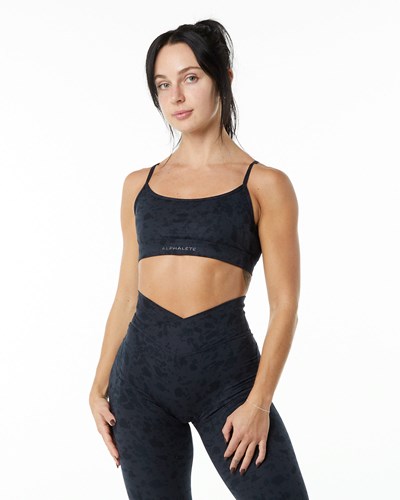 Alphalete Single Brushed Bra Mustat | 510CVJZQF