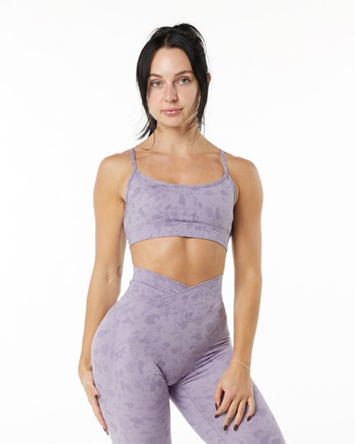 Alphalete Single Brushed Bra Pebble Print Misty Lilac | 063TAGVOE
