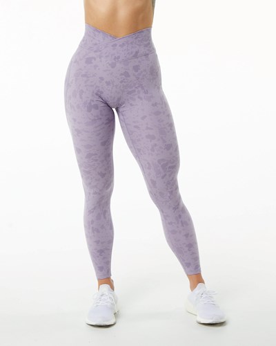 Alphalete Single Brushed Cross-Wrapped Legging Pebble Print Misty Lilac | 501HFDARL