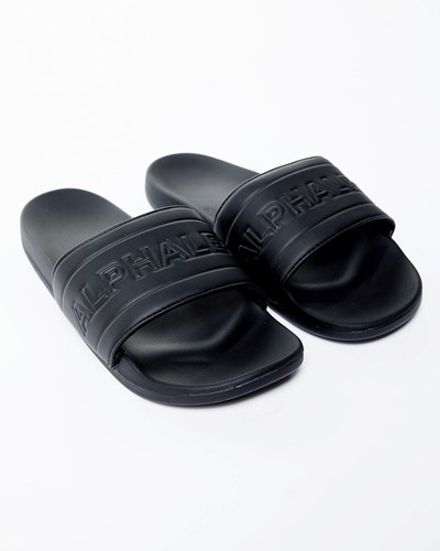 Alphalete Slides Mustat | 586SQJYNX