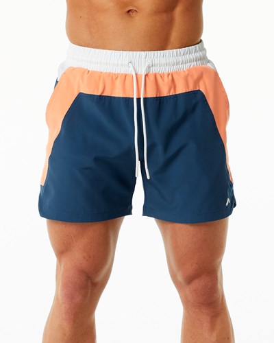 Alphalete Vuoratut Swim Trunk Oranssi Sininen | 847UOLXIR