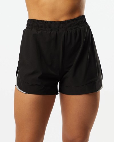 Alphalete Vuoratut Woven 4-Way Stretch Lyhyt Mustat | 254VGYMOP