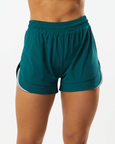 Alphalete Vuoratut Woven 4-Way Stretch Lyhyt Velvet Teal | 752QVPTOJ