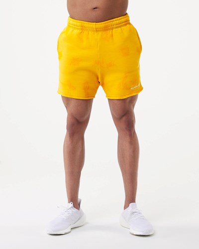 Alphalete Washed 5" Fleece Lyhyt Golden Sun | 960TMKCZG