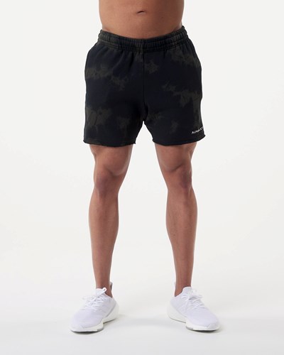 Alphalete Washed 5" Fleece Lyhyt Mustat | 673PZJABI