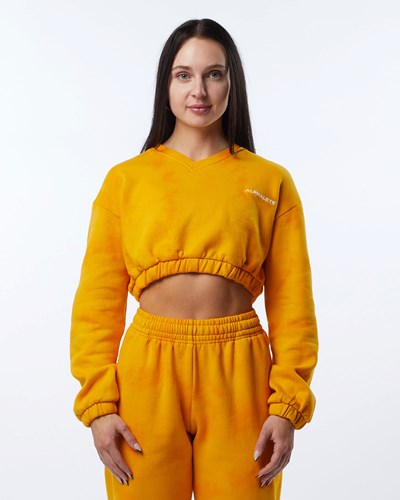 Alphalete Washed V-Neck Fleece Villa Golden Sun | 426QYEWLG