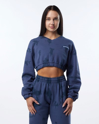 Alphalete Washed V-Neck Fleece Villa Moonlight | 238HPCLGN