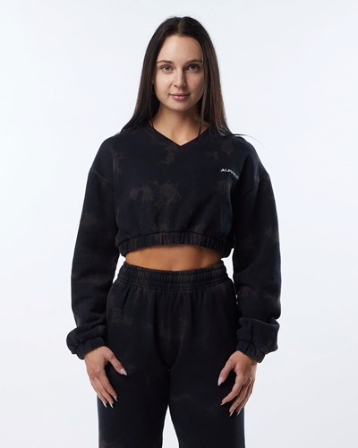 Alphalete Washed V-Neck Fleece Villa Mustat | 301HKYSJM