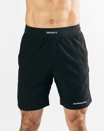 Alphalete Woven 4-Way Stretch 7" Lyhyt Mustat | 840QDACBV