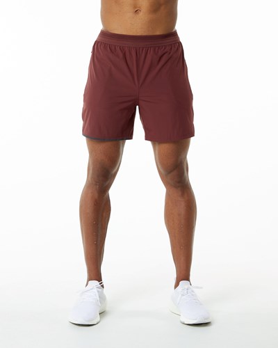 Alphalete Woven Koulutus Lyhyt Merlot | 703XHVRUQ
